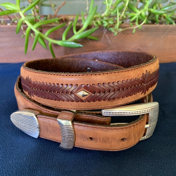 Onyx Other - Onyx by Brighton Brown Leather Braided Belt 36